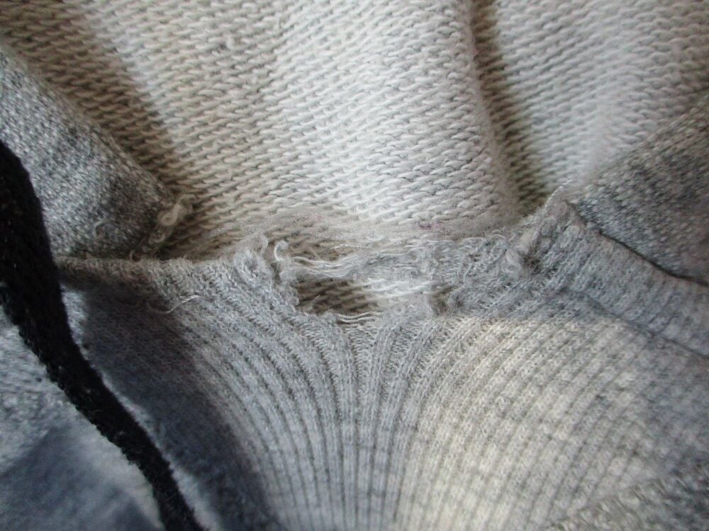 Next Loungewear Size Large Grey Hoodie - torn neck front and stained - Image 9