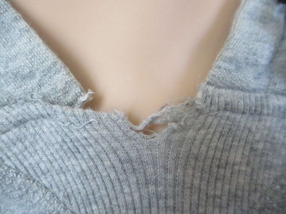 Next Loungewear Size Large Grey Hoodie - torn neck front and stained - Image 8
