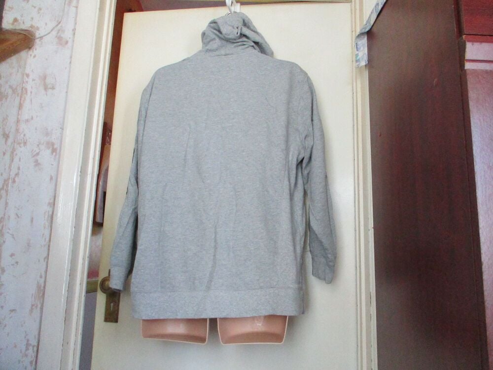 Next Loungewear Size Large Grey Hoodie - torn neck front and stained - Image 3