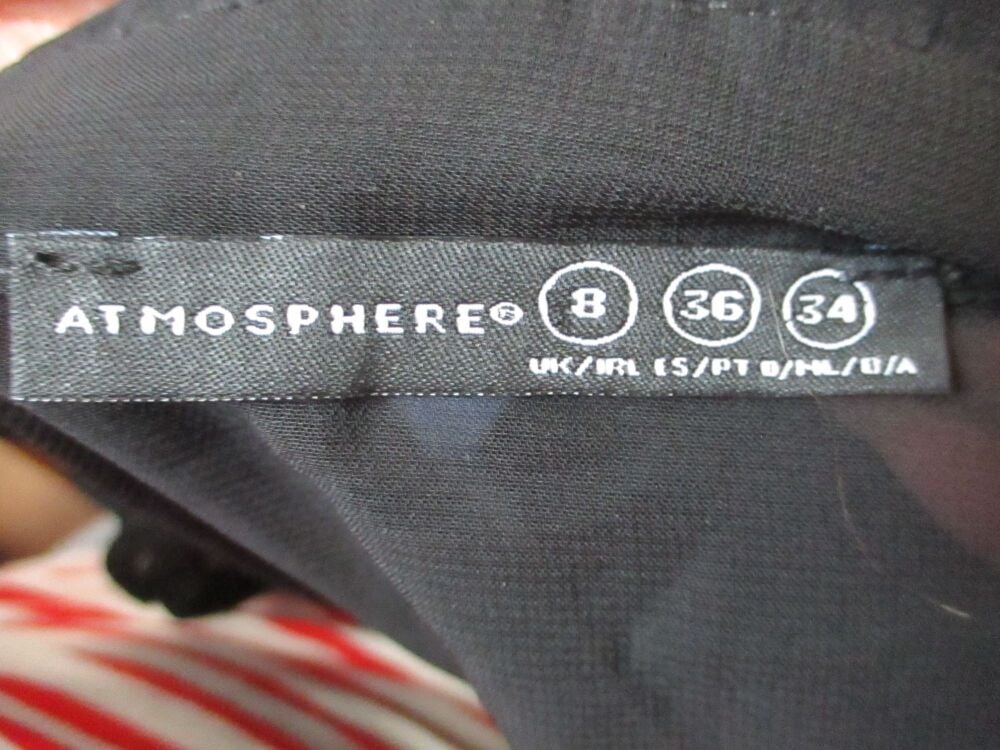 Atmosphere Black Short Sleeved See-Through Blouse - Size 8 - Image 2