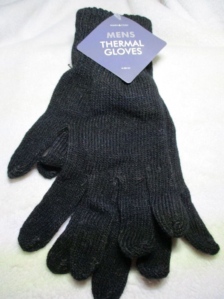 Black Mens Thermal Gloves