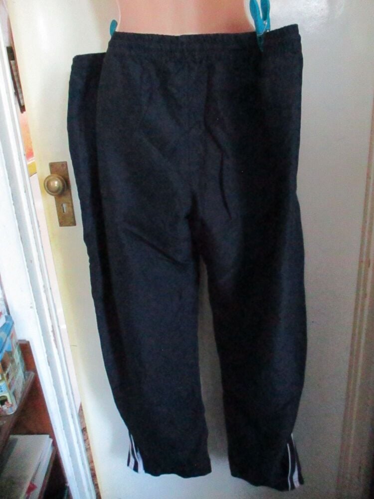 George Blackish Dark Blue and White Zip Leg Exercise Sports Trousers - Size L - Image 3