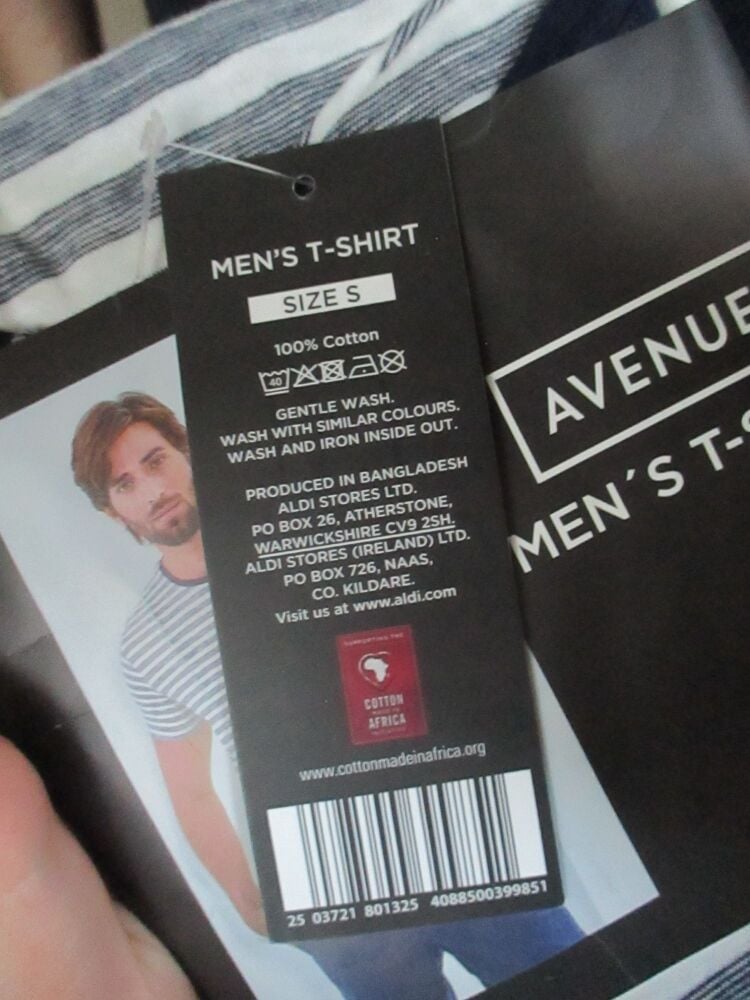 Avenue (Aldi) Mens T-Shirt - Size S - Blue White Striped - Brand New In Pack - Image 6