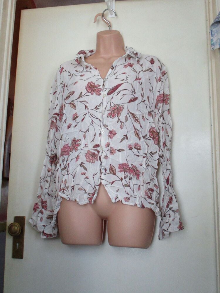 Berkertex Vintage Floral Shapes Long Sleeve Blouse Shirt - Size 24