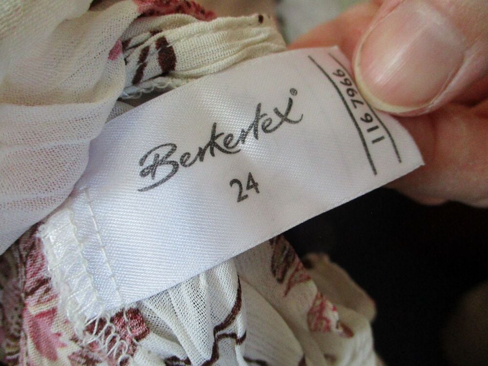 Berkertex Vintage Floral Shapes Long Sleeve Blouse Shirt - Size 24 - Image 2