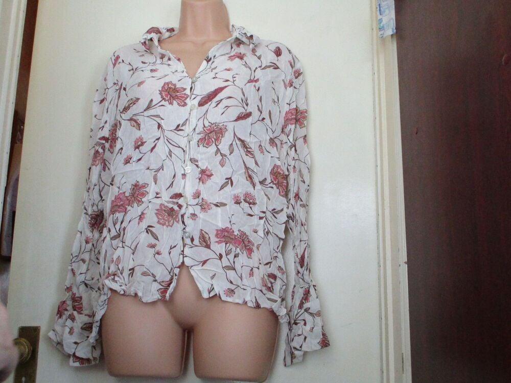 Berkertex Vintage Floral Shapes Long Sleeve Blouse Shirt - Size 24 - Image 7