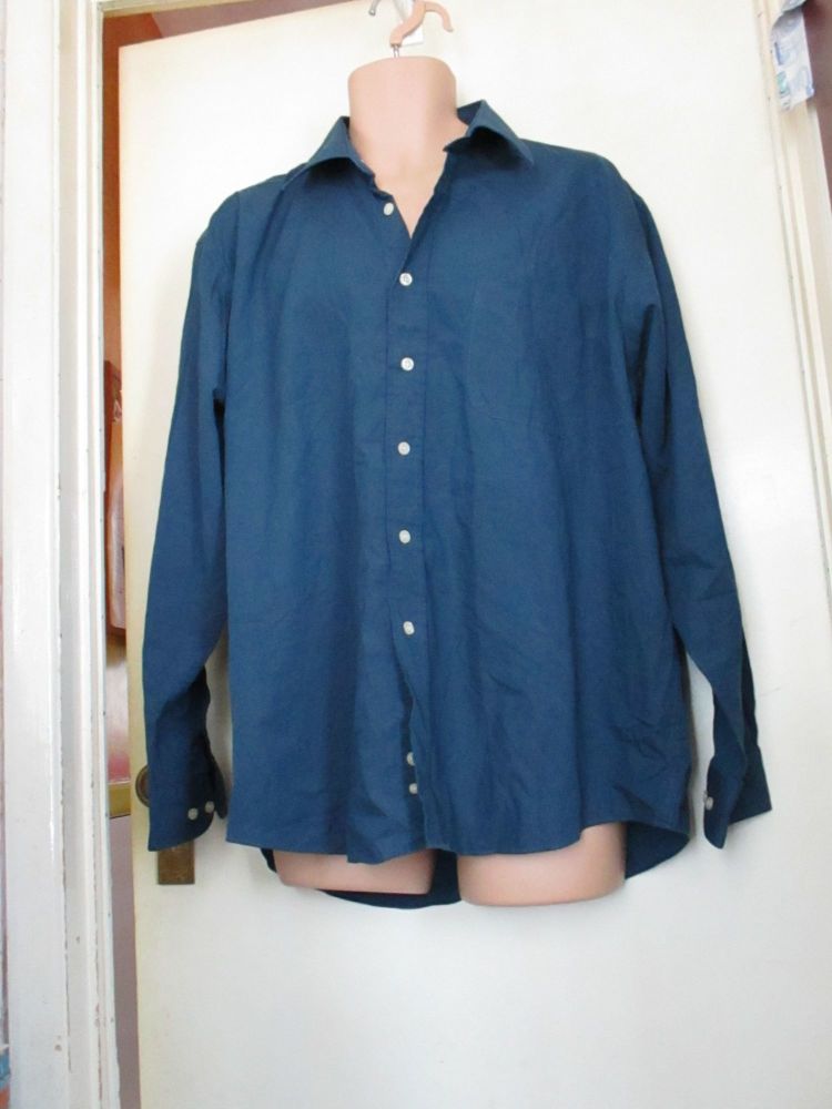 Copperstone 17" Dark Blue Cream Buttons Long Sleeve Shirt - Image 8