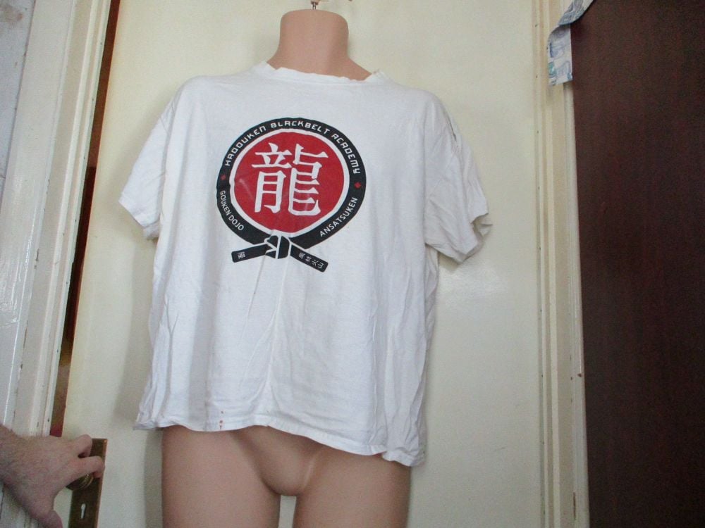 White Gildan Heavy Cotton Street Fighter "Hadouken" T-Shirt Size L