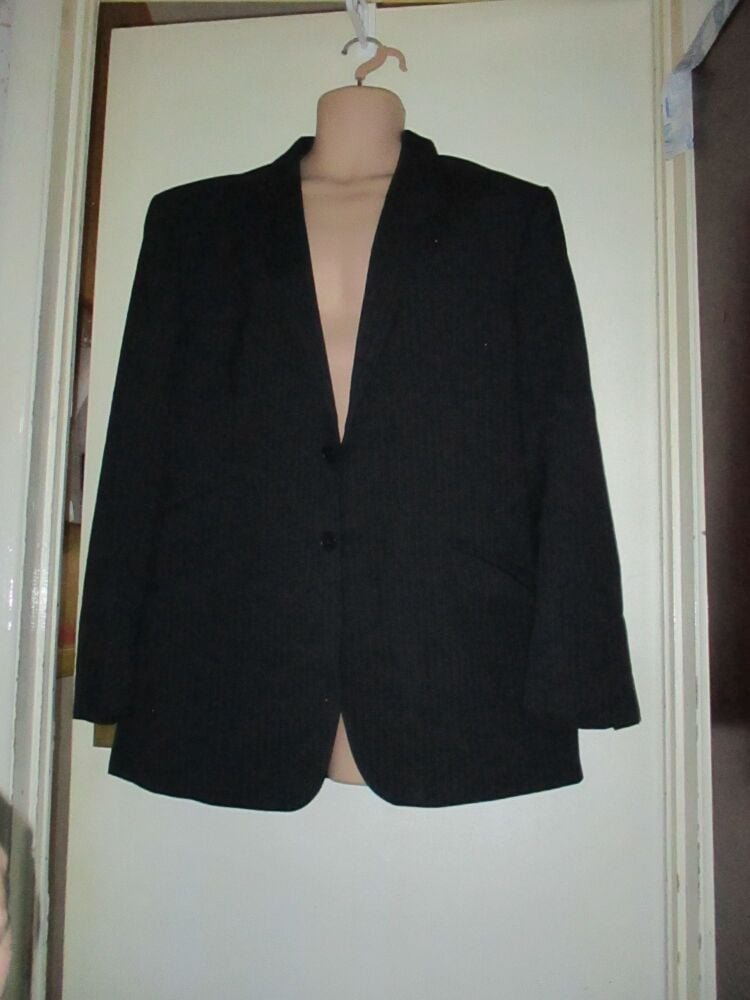 Next - Black and Pinstriped Size L Suit Jacket - Needs Dry Cleaning