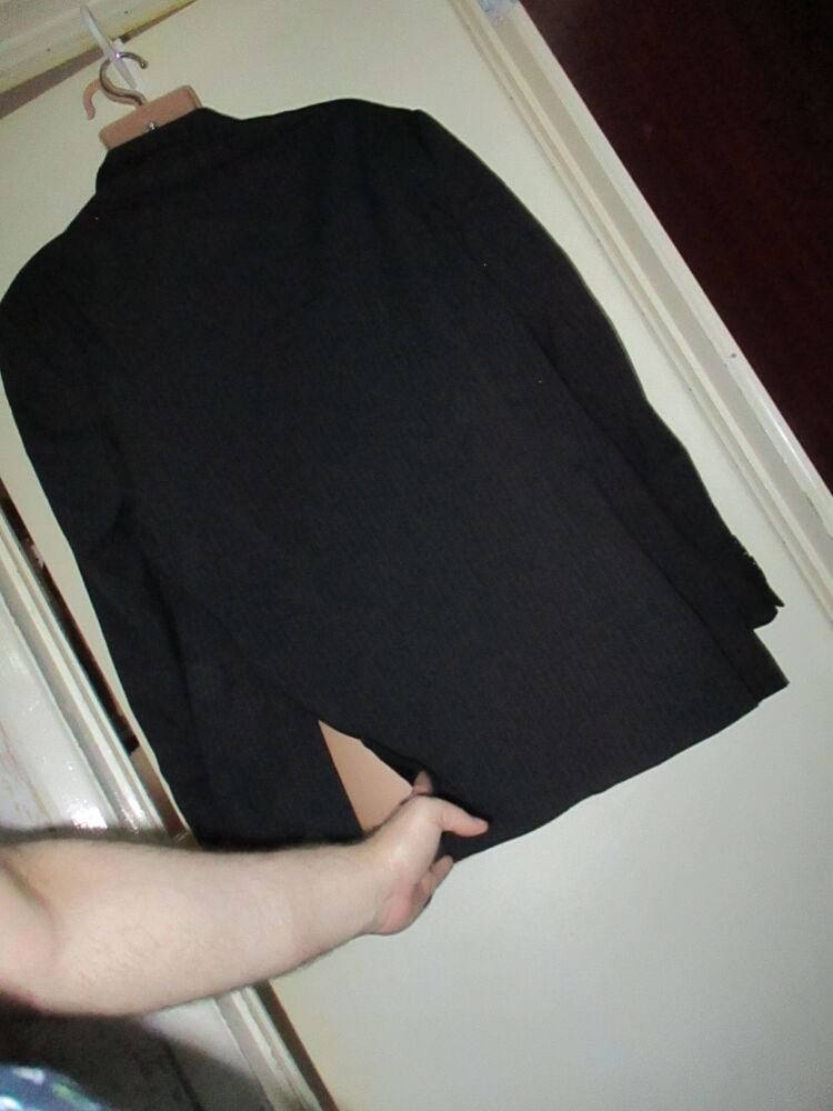 Next - Black and Pinstriped Size L Suit Jacket - Needs Dry Cleaning - Image 4