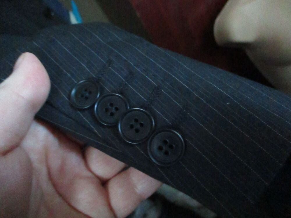 Next - Black and Pinstriped Size L Suit Jacket - Needs Dry Cleaning - Image 5