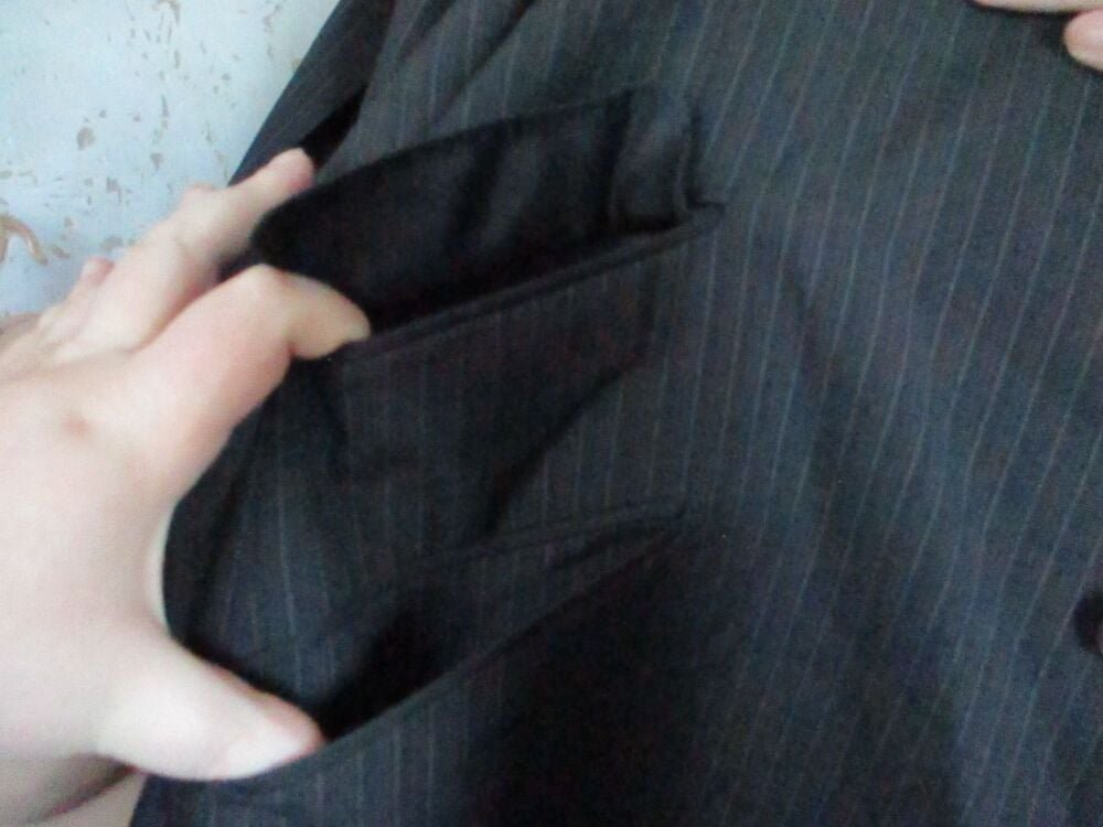 Next - Black and Pinstriped Size L Suit Jacket - Needs Dry Cleaning - Image 6