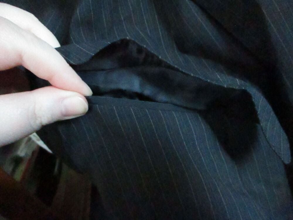 Next - Black and Pinstriped Size L Suit Jacket - Needs Dry Cleaning - Image 2