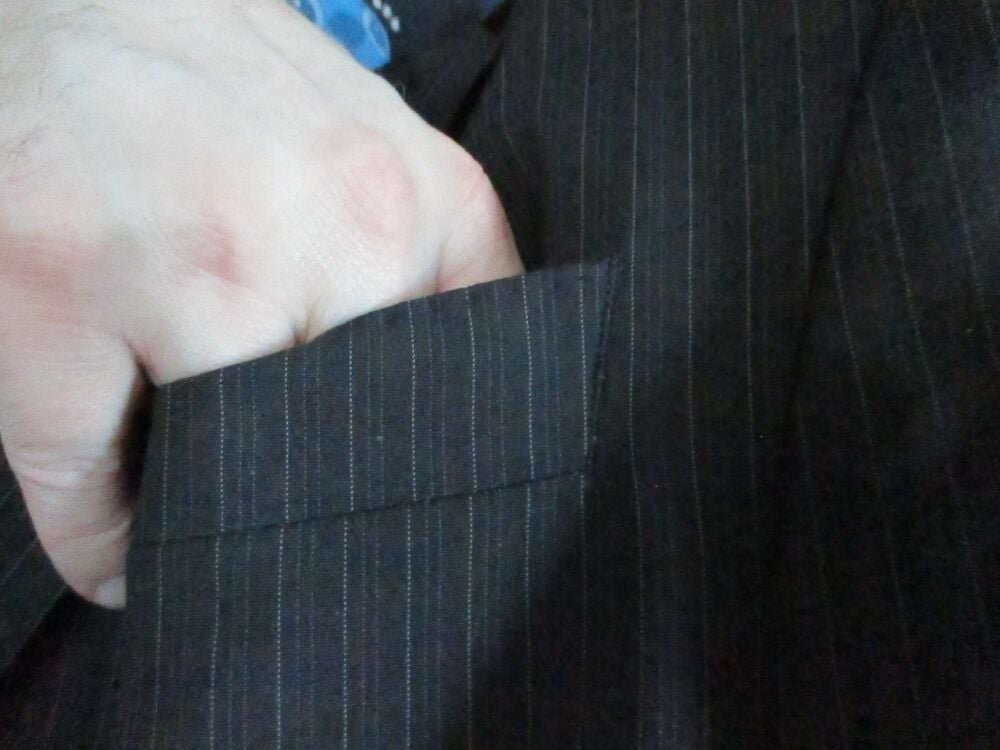 Next - Black and Pinstriped Size L Suit Jacket - Needs Dry Cleaning - Image 9