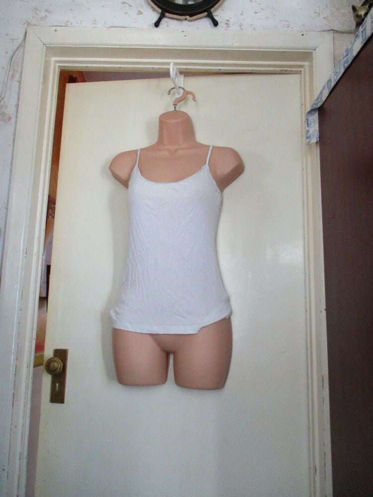 New Look - White Slim Strappy Top - Size 12 - Stained