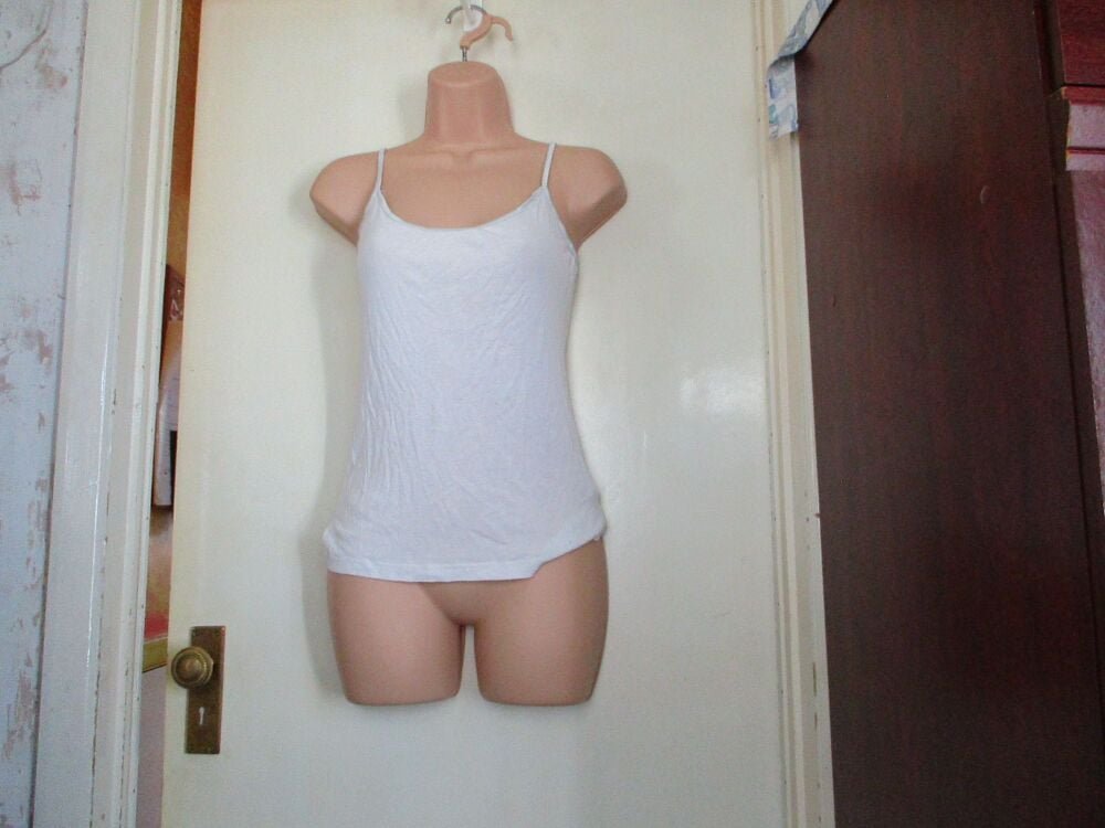New Look - White Slim Strappy Top - Size 12 - Stained - Image 5