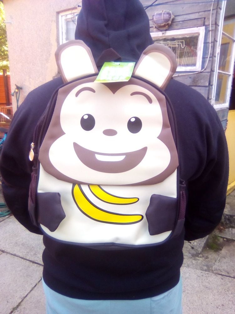 Monkey - Animal Design Backpack - 10kg Max Hold. 2 Compartments. 2 Side Pockets