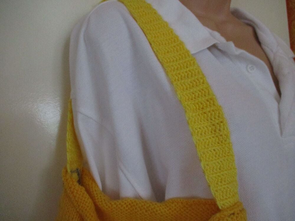 Darker Yellow 2 Tone Patterned Knitted Bag. Knitted By KittyMumma - Image 12