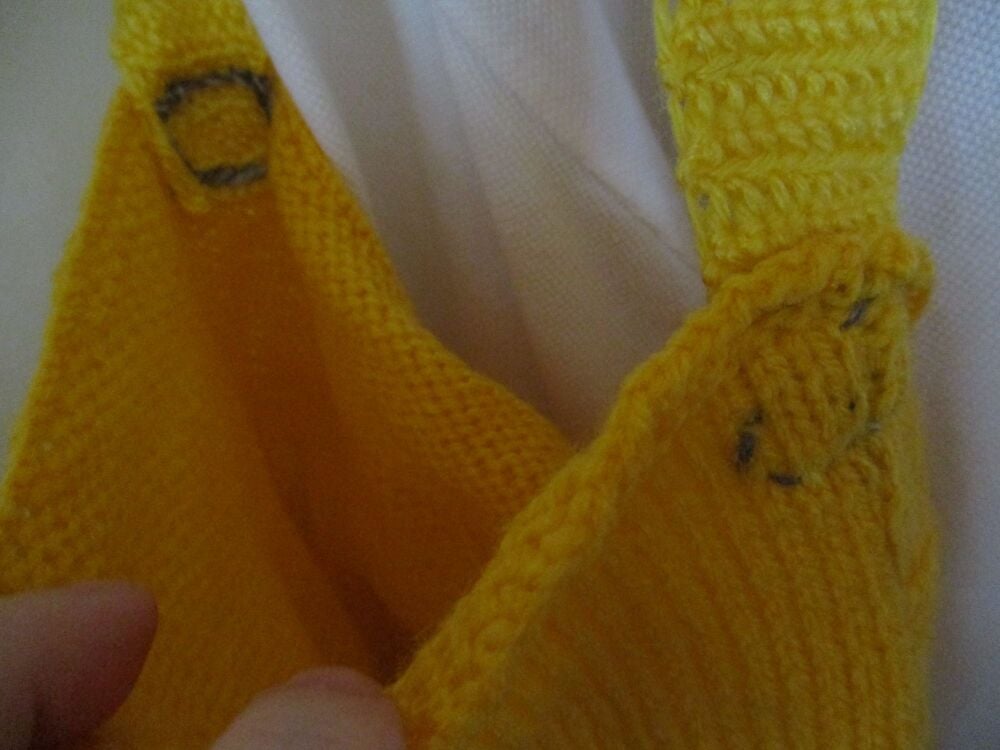 Darker Yellow 2 Tone Patterned Knitted Bag. Knitted By KittyMumma - Image 7