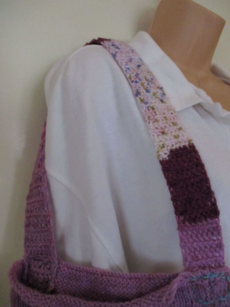 Purple Floral Patterned Knitted Bag. Knitted By KittyMumma - Image 5