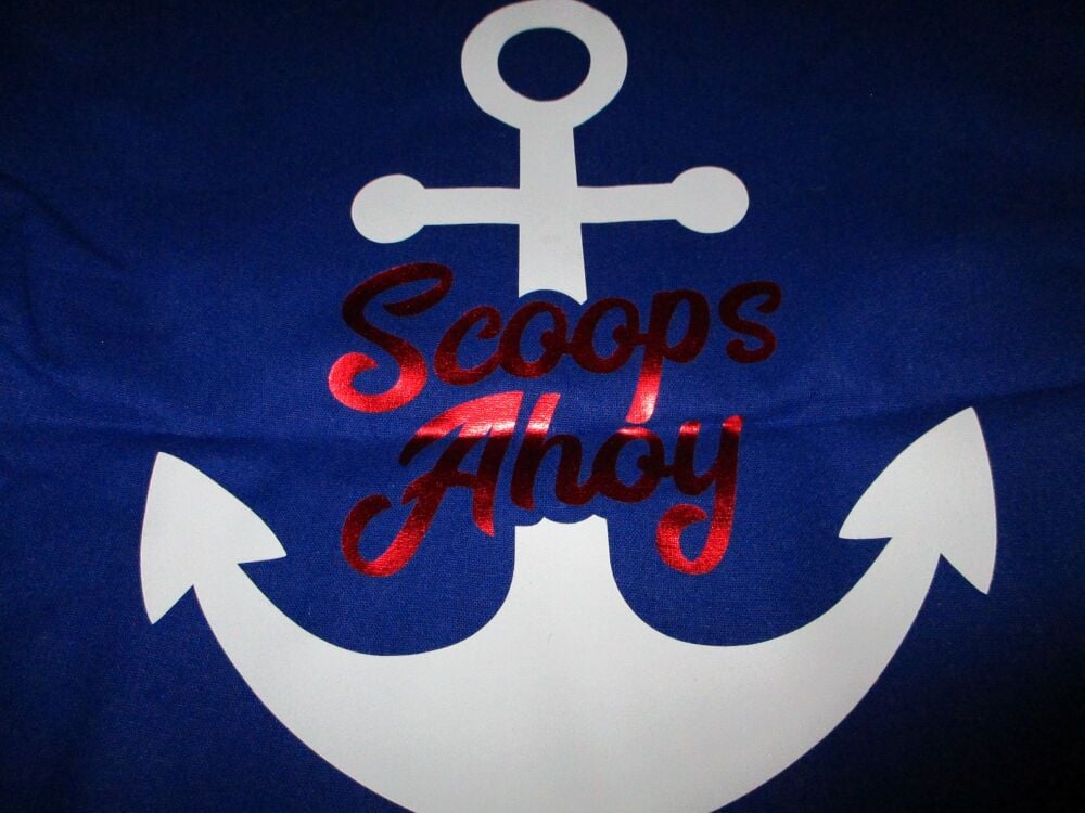 "Scoops Ahoy" - Stranger Things Quote - Navy Blue Large Cotton Tote Shopping Bag - Bag For Life - Image 2