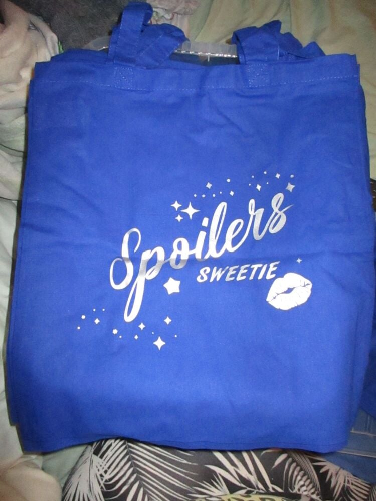 "Spoilers Sweetie!" - Doctor Who River Song Quote - Navy Blue Large Cotton Tote Shopping Bag - Bag For Life