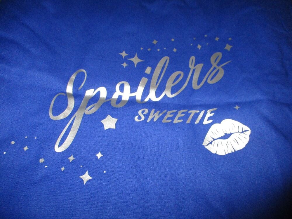 "Spoilers Sweetie!" - Doctor Who River Song Quote - Navy Blue Large Cotton Tote Shopping Bag - Bag For Life - Image 2