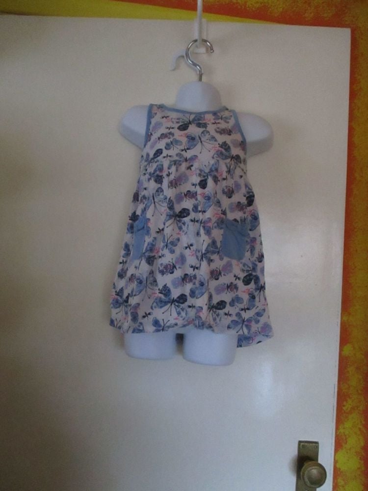 George 1 1/2 - 2yrs Blue Butterflies Summer Dress