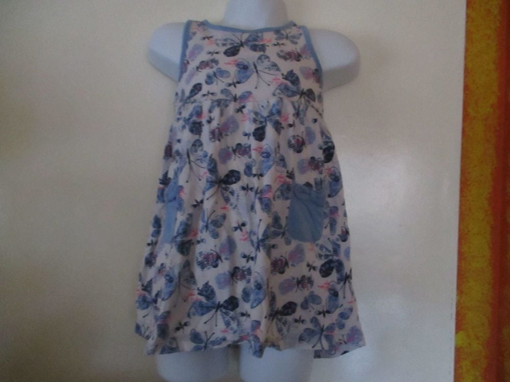 George 1 1/2 - 2yrs Blue Butterflies Summer Dress - Image 2