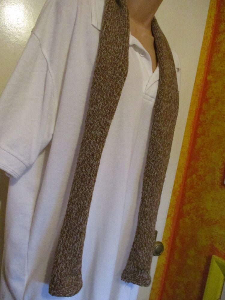 Brown Mottled Full Length 56" Scarf. Knitted By KittyMumma - Image 2