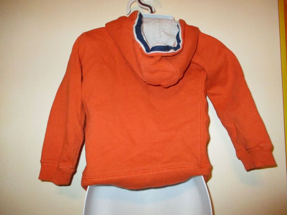 Orange With Navy Blue Detail Fleece Hoodie - Size 18-24 Months - Florence & Fred - Image 2