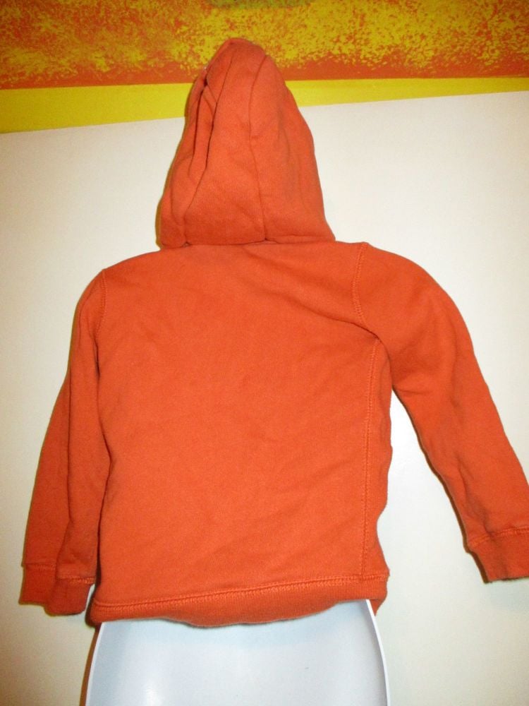 Orange With Navy Blue Detail Fleece Hoodie - Size 18-24 Months - Florence & Fred - Image 4