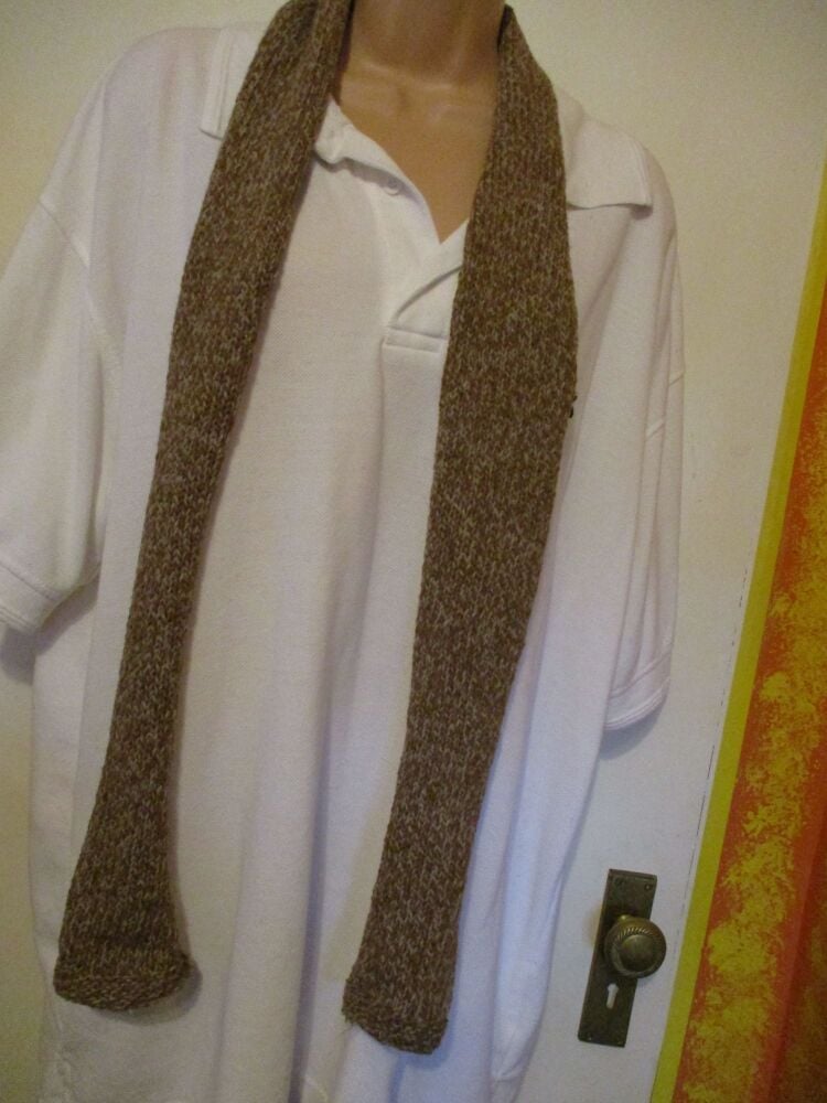 Brown Mottled Full Length 56" Scarf. Knitted By KittyMumma - Image 3