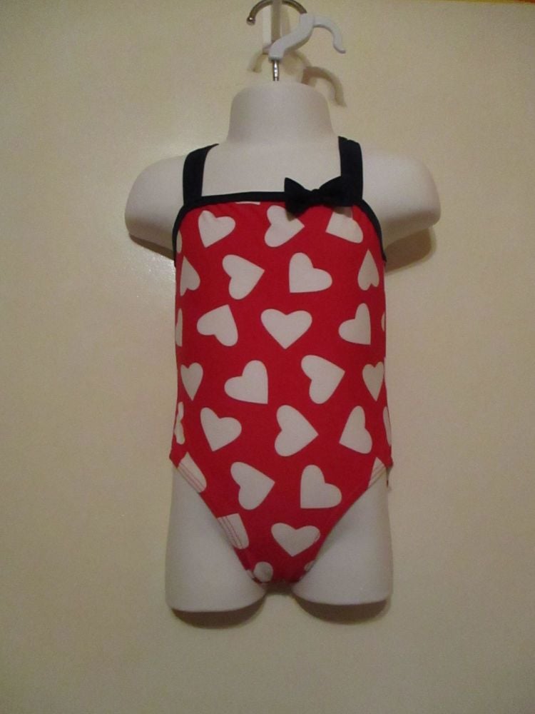 Red White Hearts Crossed Back Straps Swimsuit - 1yr - Tu - Image 2