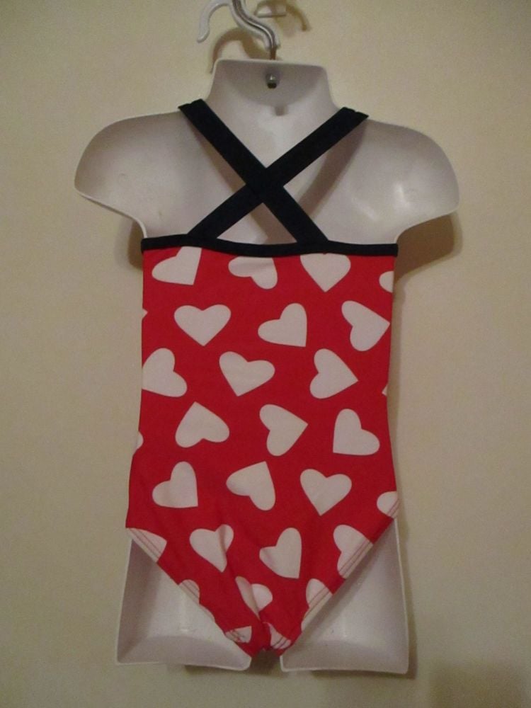 Red White Hearts Crossed Back Straps Swimsuit - 1yr - Tu - Image 3