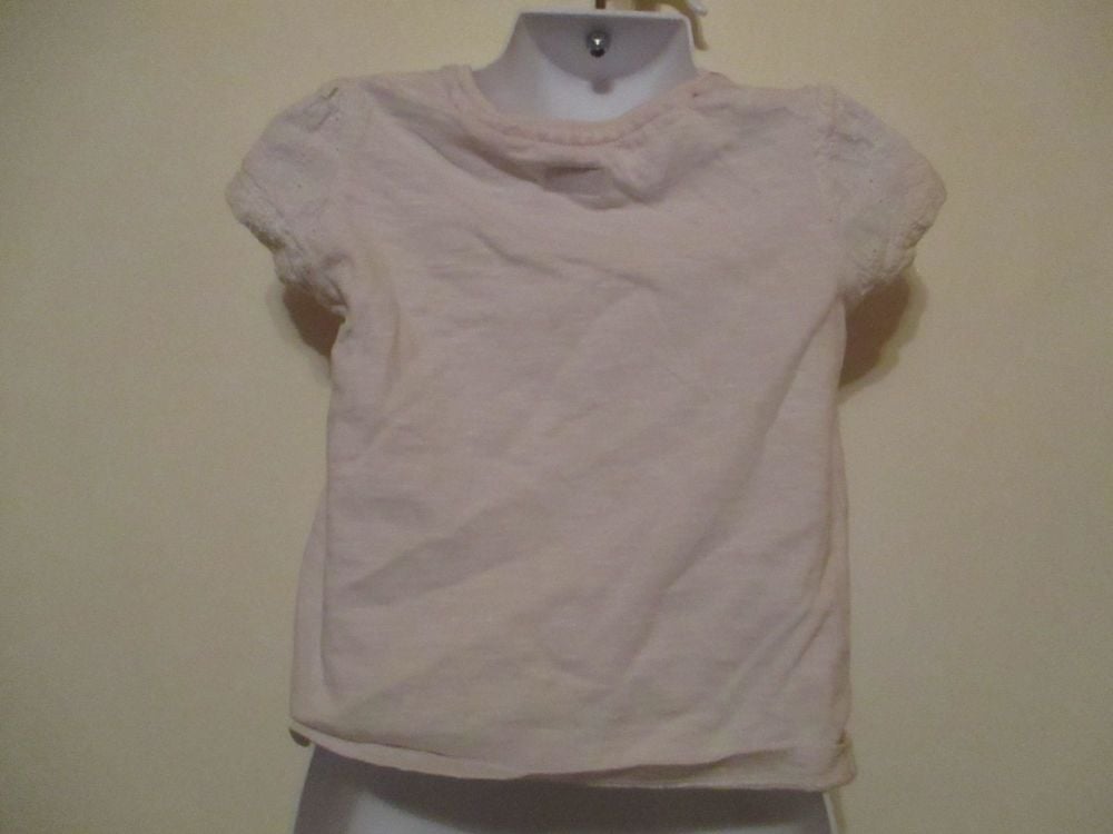 White T-Shirt W Floral Sleeve Caps Size 2-3yr Florence & Fred - Image 3
