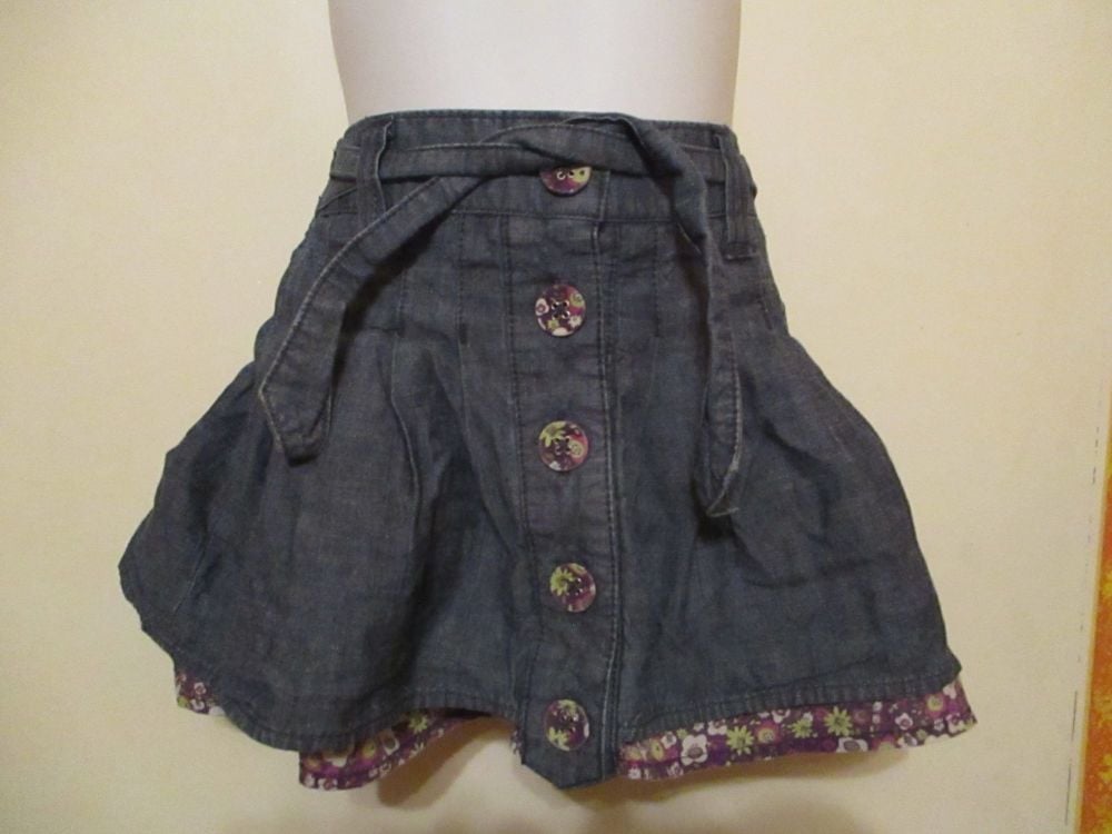 Denim Layer Skirt & Floral Underskirt - 18-24 Months - Cherokee