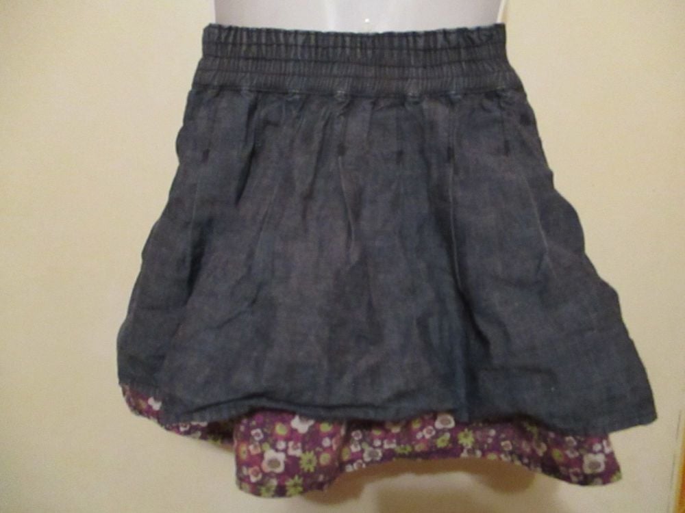 Denim Layer Skirt & Floral Underskirt - 18-24 Months - Cherokee - Image 4
