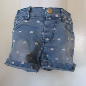 Young Dimensions 18-24mths Blue Denim Shorts W/ White Heart Design