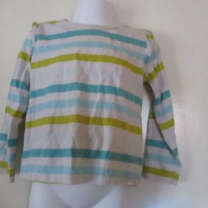 George 2-3yr White W/ Gradient Green & Blue Stripes Top