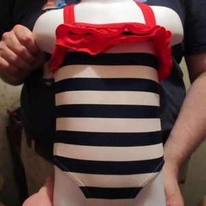 TU Size 1 Years White Dark Blue & Red One Piece Swimsuit