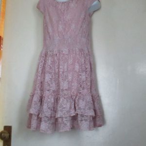 TU Pink Vintage Rose Colour Lacey Pink Dress 7yrs - Slight holes