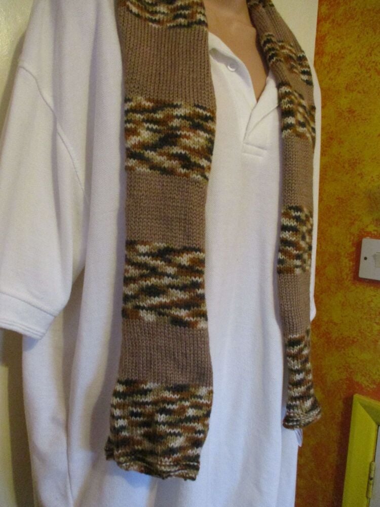 Brown Rainbow with Plain Brown 58.6" Scarf. Knitted By KittyMumma - Image 7