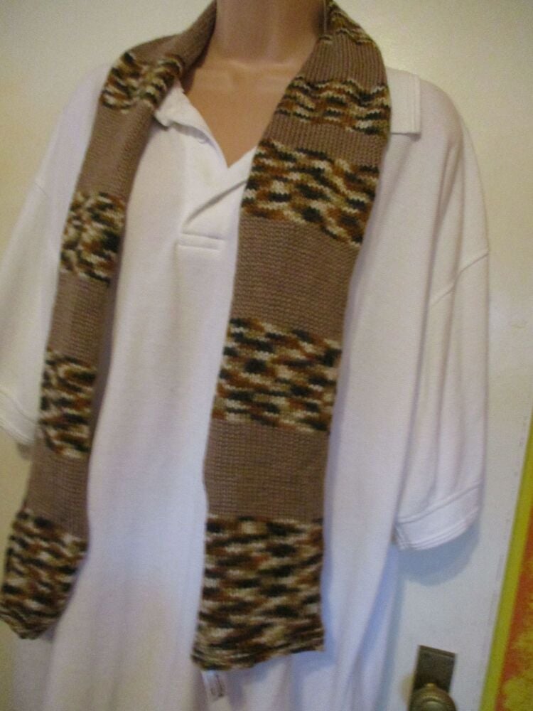 Brown Rainbow with Plain Brown 58.6" Scarf. Knitted By KittyMumma - Image 6