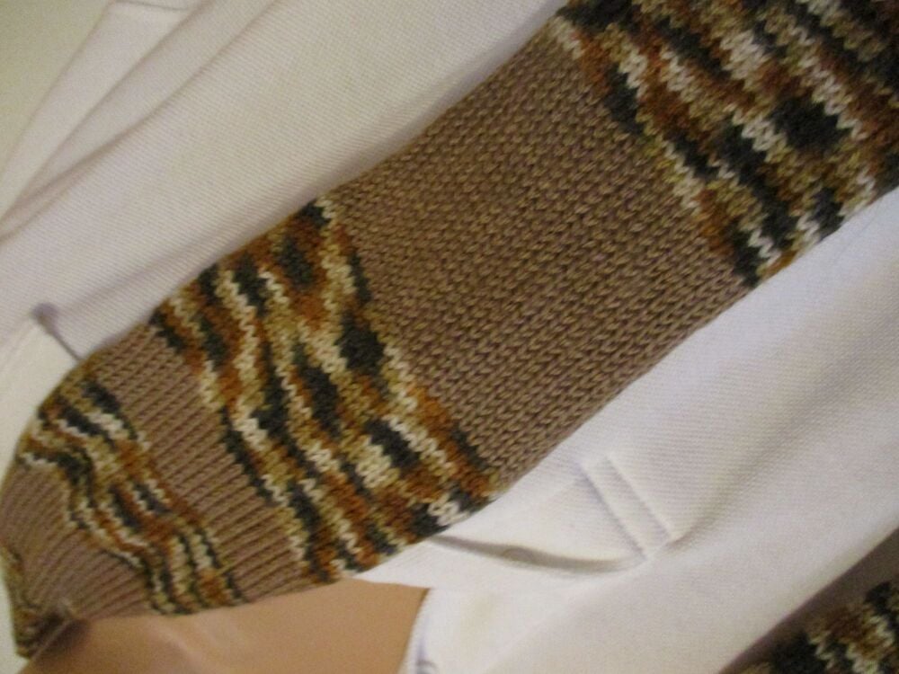 Brown Rainbow with Plain Brown 58.6" Scarf. Knitted By KittyMumma - Image 5