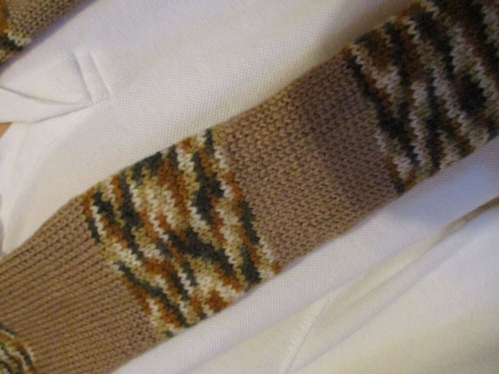 Brown Rainbow with Plain Brown 58.6" Scarf. Knitted By KittyMumma - Image 4