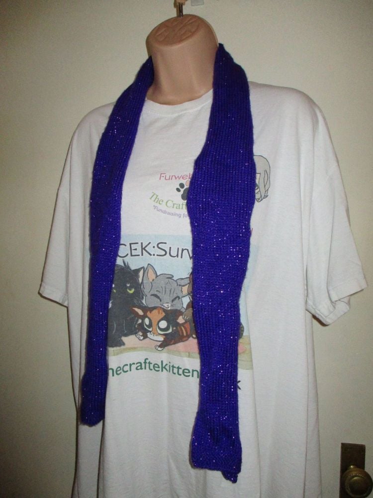 Glittered Purple 54.7" Scarf. Knitted By KittyMumma - Image 7