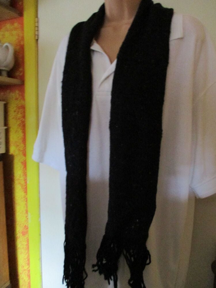 Black with Multi coloured dashes 63.7" Scarf. Knitted By KittyMumma - Image 8