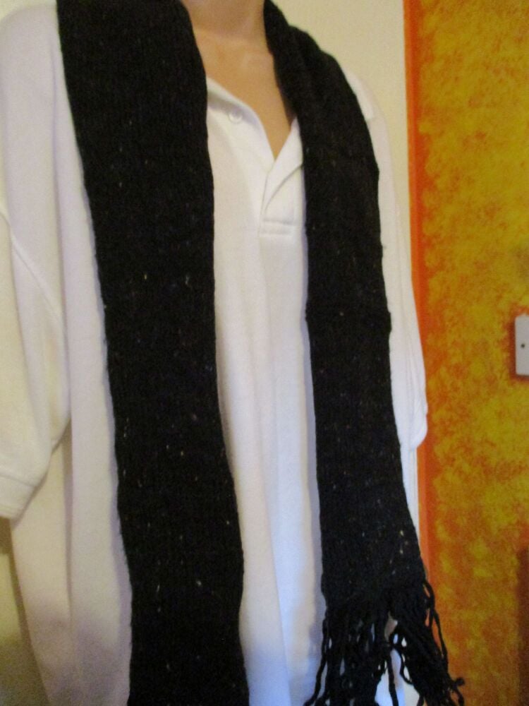 Black with Multi coloured dashes 63.7" Scarf. Knitted By KittyMumma - Image 6