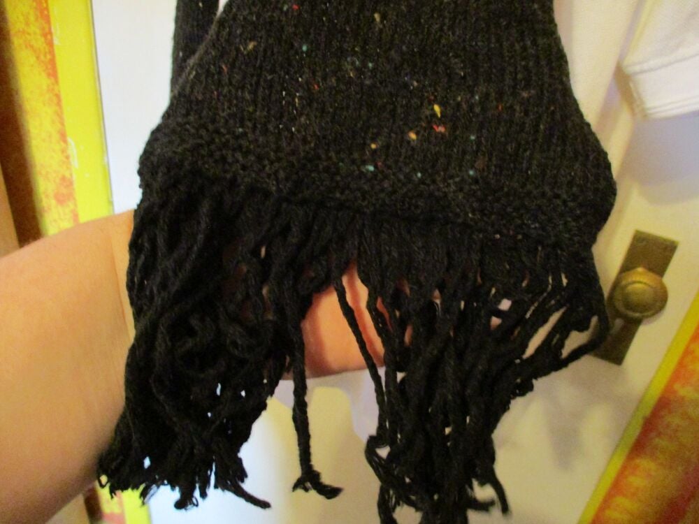 Black with Multi coloured dashes 63.7" Scarf. Knitted By KittyMumma - Image 5
